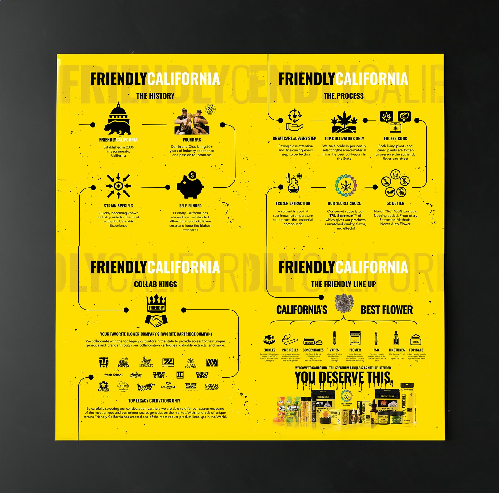 Yellow illustrated brand system infographic